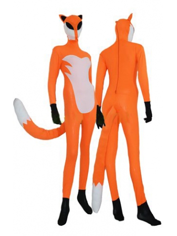 狐風全身タイツ舞台変装オレンジ＆ホワイトThe Fox Costume男性　女性 ハロウィンコスプレオーダーメイド変装 オーダーメイド製作　変身　舞台