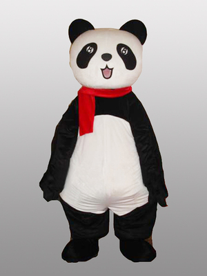 パンダ（赤色マフラー）　熊猫　着ぐるみ　大人用