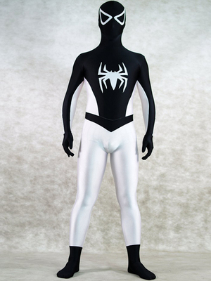 スパイダーマン 黒 白 男性 全身タイツ コスチューム