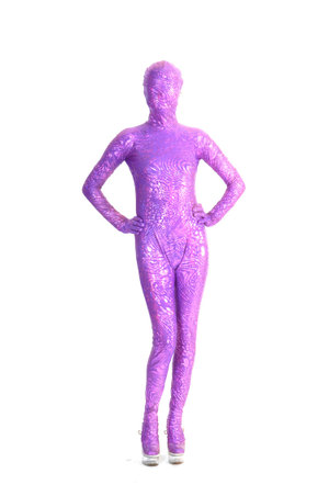 全身タイツ　セクシー　女性　紫　模様　コスチューム