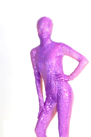 全身タイツ　セクシー　女性　紫　模様　コスチューム