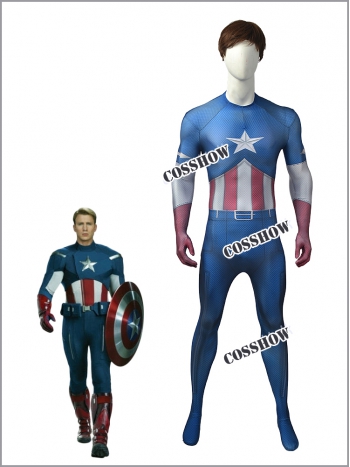 ★キャプテンアメリカ 全身タイツ 3Dプリント◆Marvel's The Avengers3 Capitan America スーツ キャプテンアメリカ 縦横伸縮 大きいサイズ cosplay コスプレ衣装 コスチューム オーダーメイド